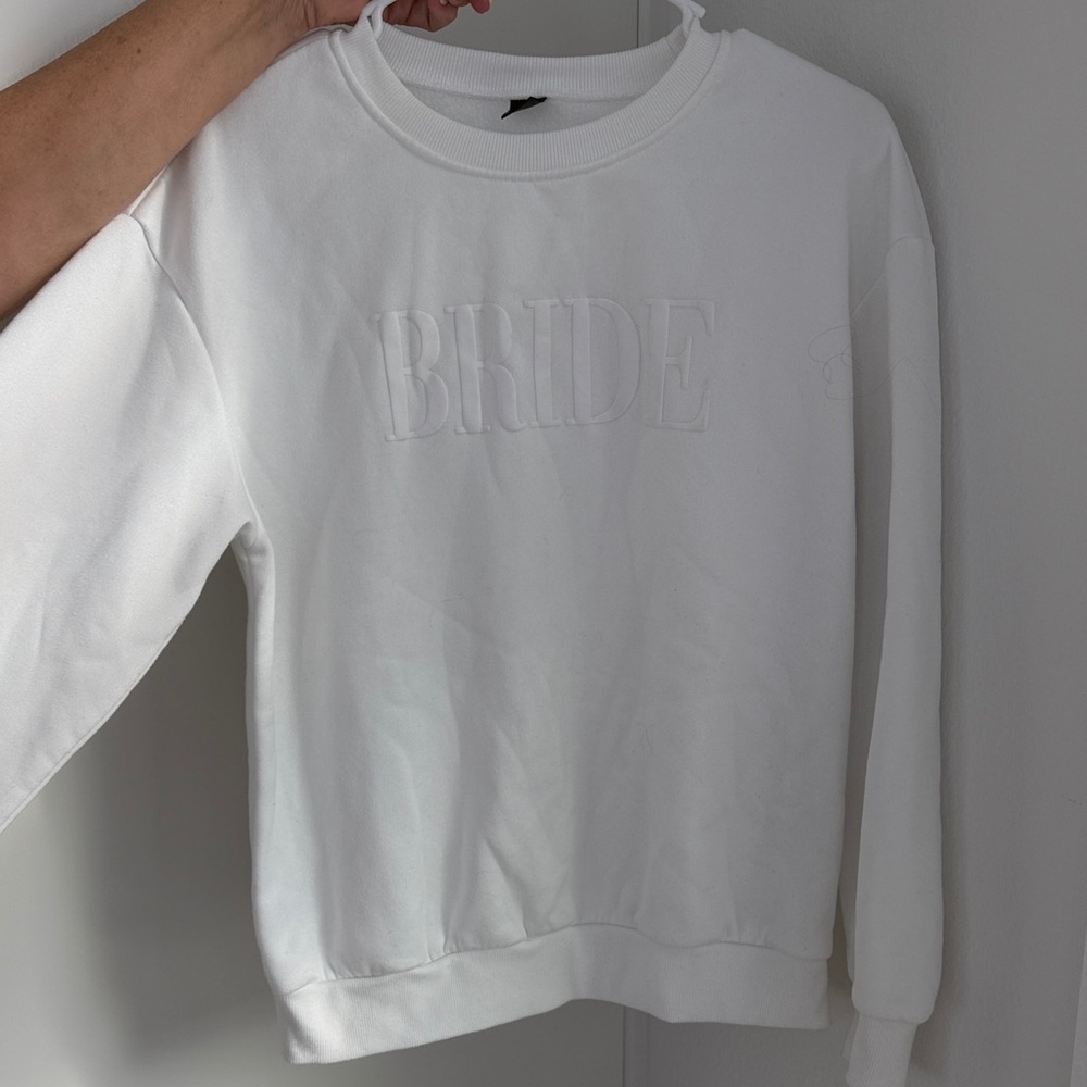 White BRIDE Embroidered Crewneck Sweatshirt - Women's Sweater